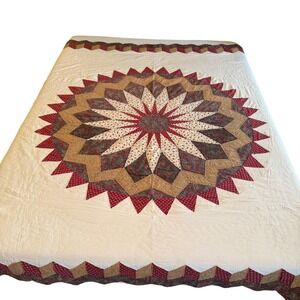 Vintage Style Starburst Medallion Quilt Floral Patchwork 86x86 Full Queen